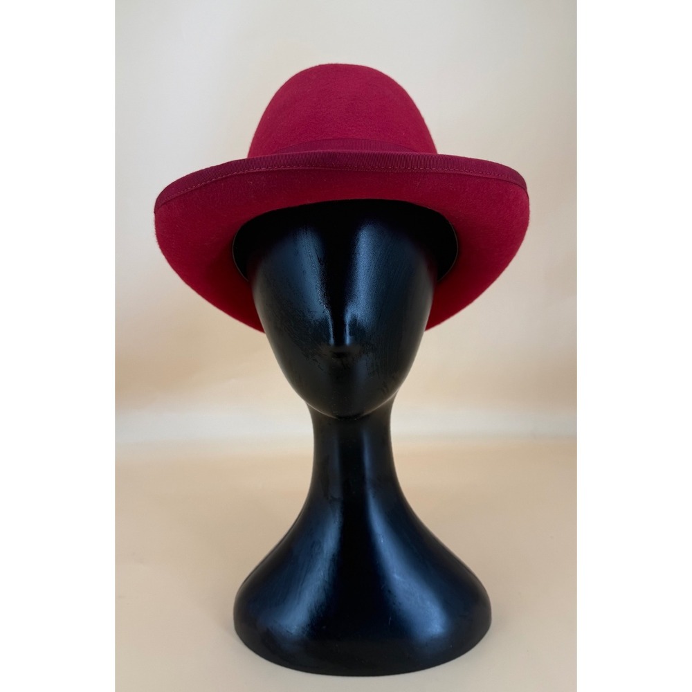 Stacy Adams Fedora Hat Men Large Red Good 100% Wool Feather Trim Retro